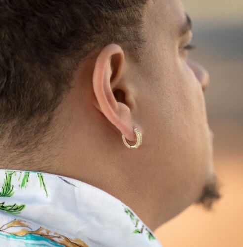 Men s Sterling Silver Iced Diamond Hoop Earrings Sri Lanka Ubuy